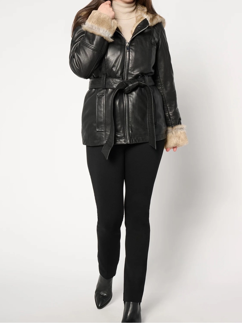 Wilson’s Leather Belted Genevieve Leather Jacket, Black - Medium